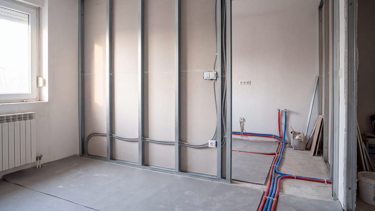 Stan u kompletnoj adaptaciji s novim pregradnim zidom, provučenim instalacijama i pripremljenom podlogom za pod